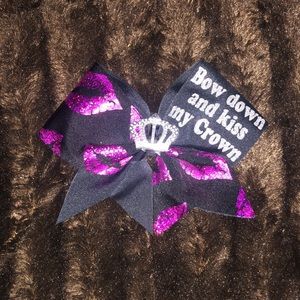 “bow down & kiss my crown” cheerleading bow